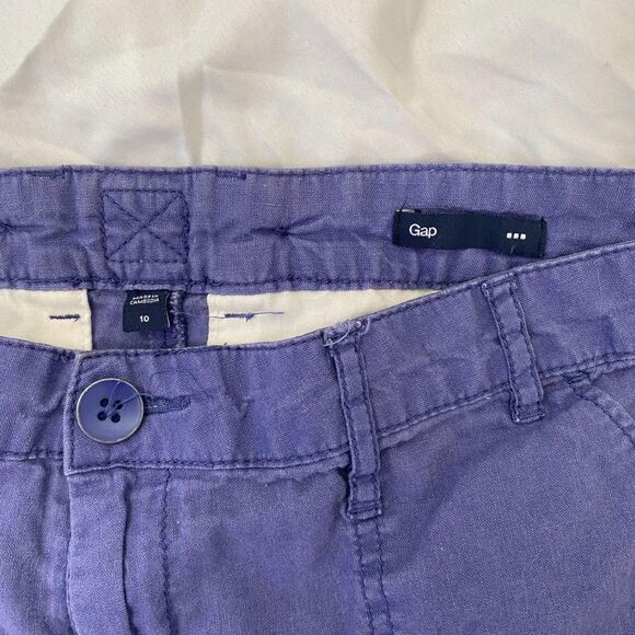 Gap Dark Blue Linen Cotton Early 2000's Low Rise Bermuda Hotpants Shorts 10 / M - Picture 3 of 6